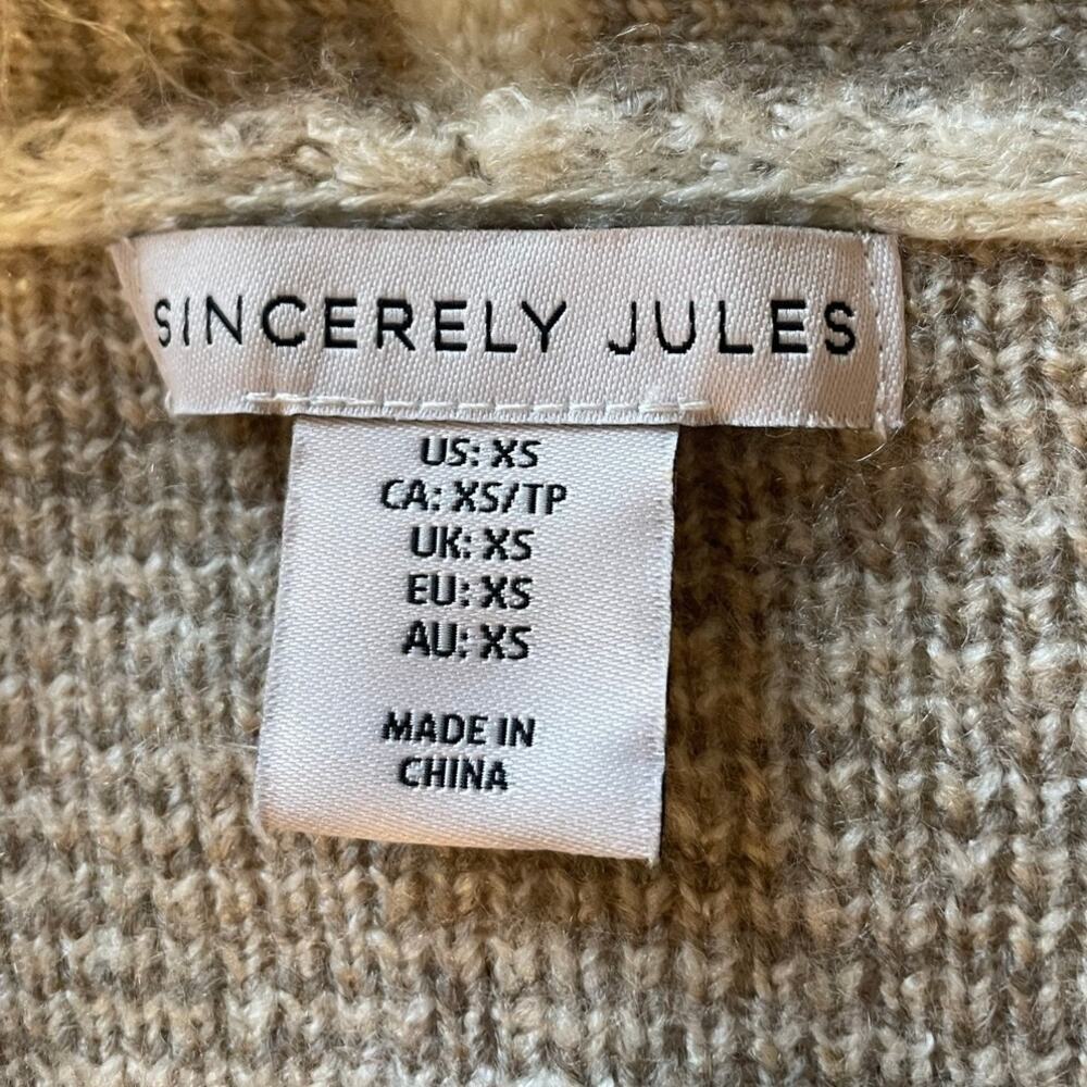 Sincerely Jules Duster Cardigan Sz XS Open Front Colorblock Tan Beige Boho Chic - Picture 3 of 10